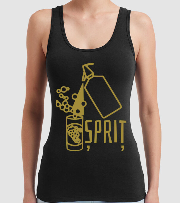 Șpriț model negru pe tricou
