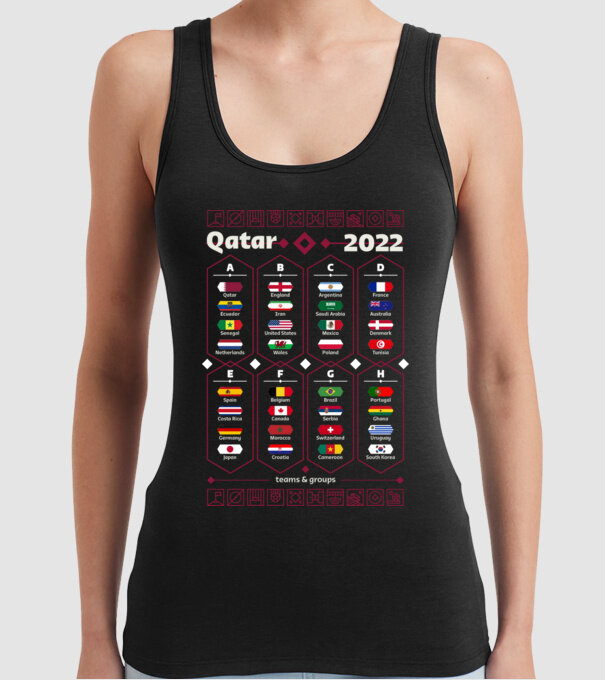 Qatar 2022 teams - groups model negru pe tricou