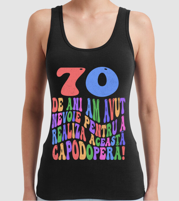 Realiza această capodoperă 70 model negru pe tricou