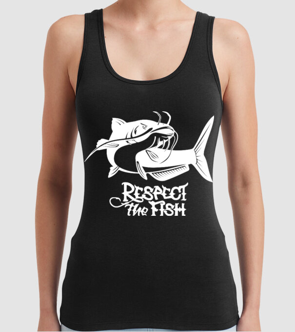 Respect the fish model negru pe tricou
