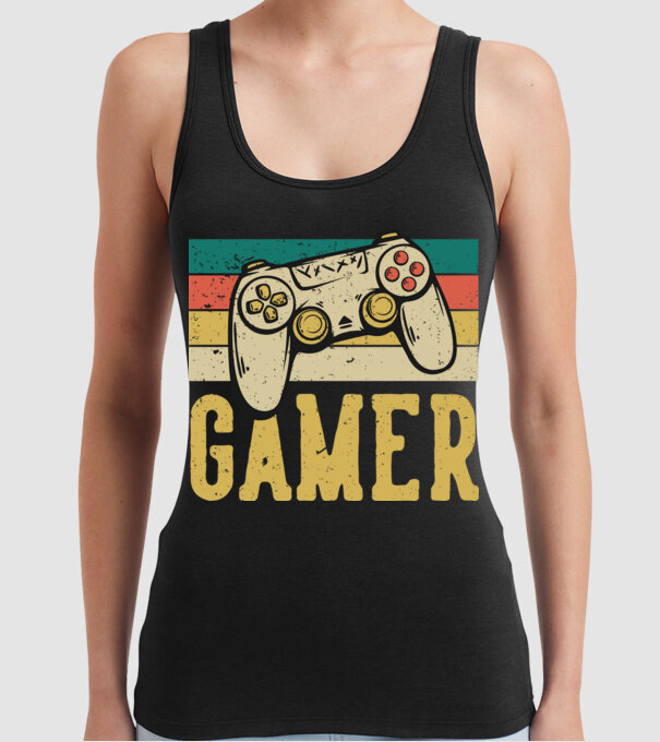 Retro gamer model negru pe tricou