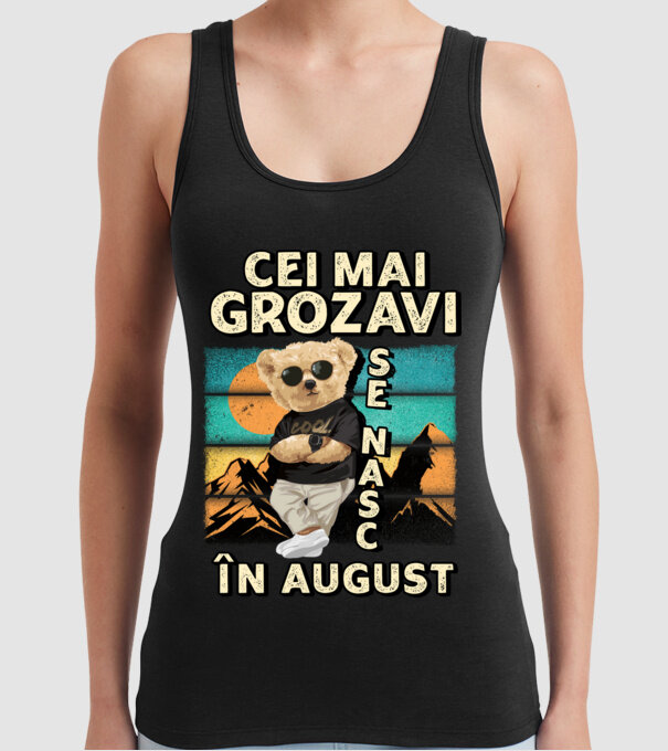 RETRO teddy AUGUST model negru pe tricou