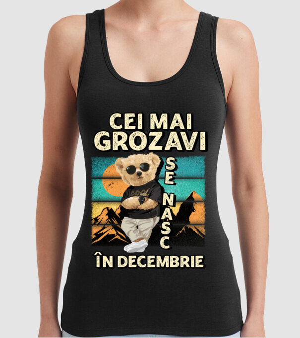 RETRO teddy DECEMBRIE model negru pe tricou