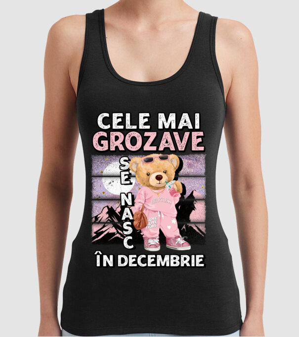 RETRO teddy fetişcană DECEMBRIE model negru pe tricou