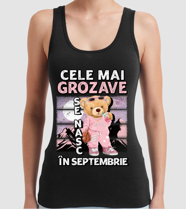 RETRO teddy fetişcană SEPTEMBRIE model negru pe tricou