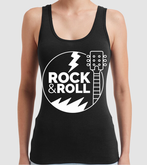 Rock n roll model negru pe tricou
