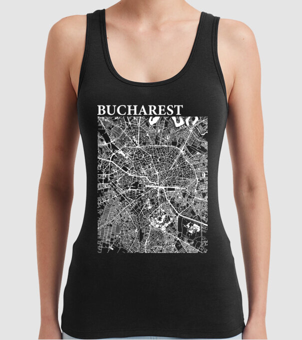 România Bucharest map model negru pe tricou