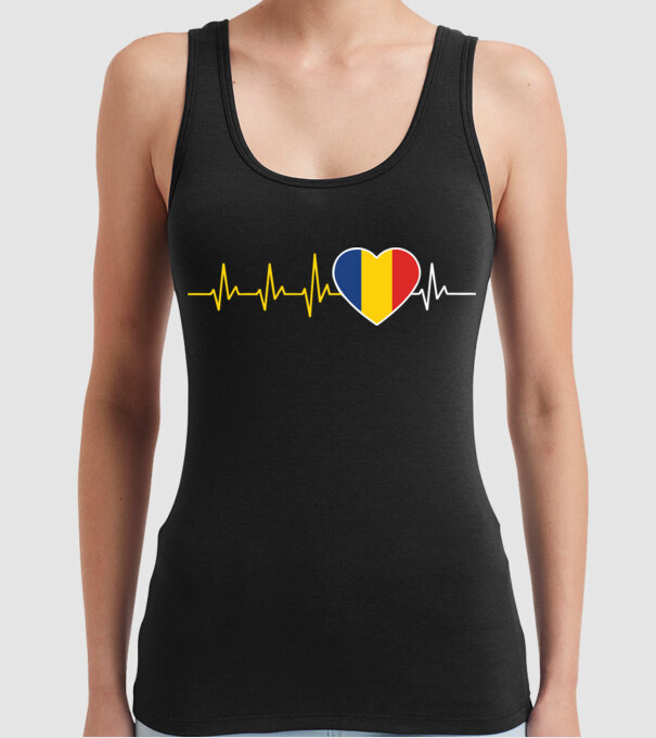 România heartbeat model negru pe tricou