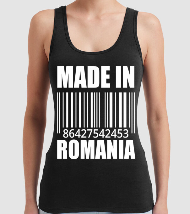 România made in model negru pe tricou