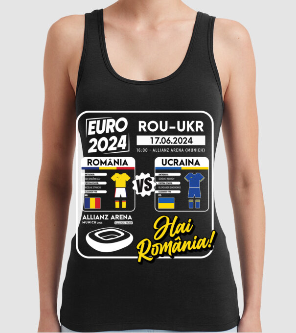 ROU-UKR euro 2024 calendar model negru pe tricou