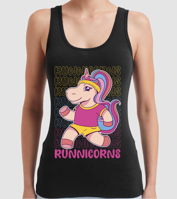 Runnicorns model negru pe tricou