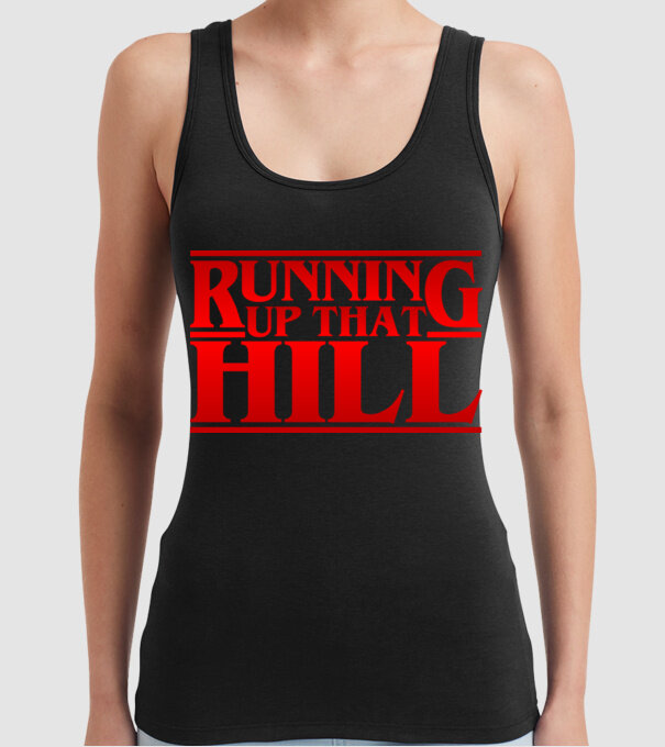 running up that hill model negru pe tricou