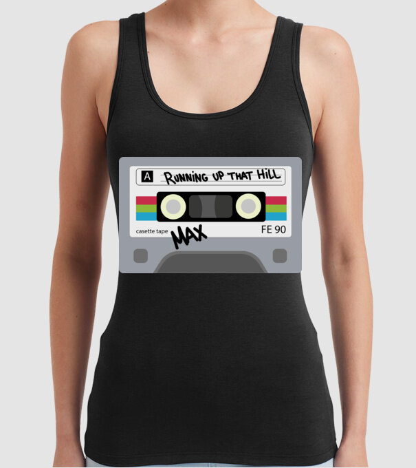 running up that hill casette model negru pe tricou