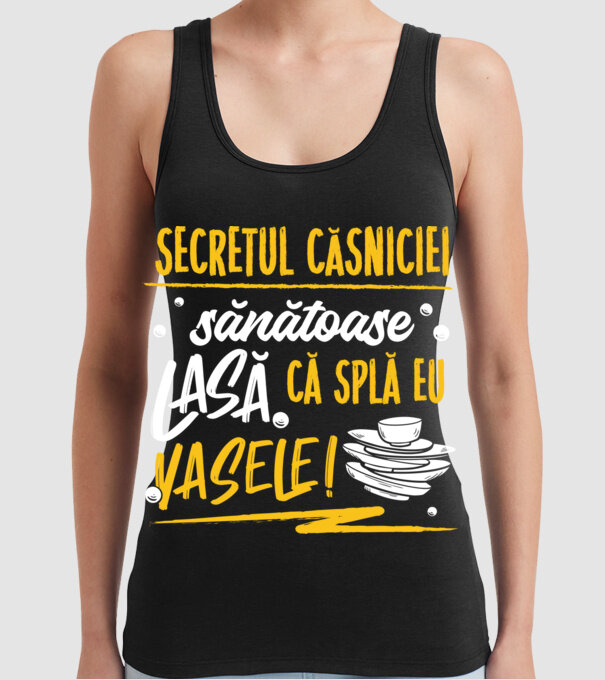Secretul căsniciei sănătoase model negru pe tricou