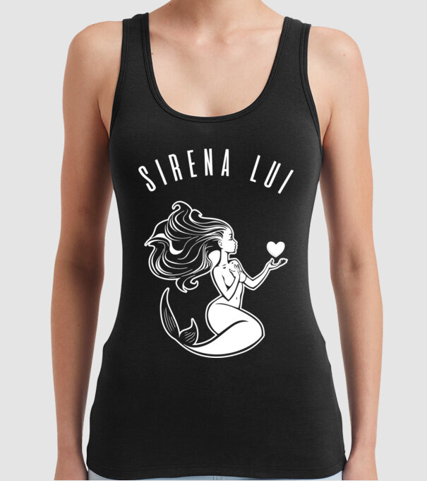 Sirena lui model negru pe tricou