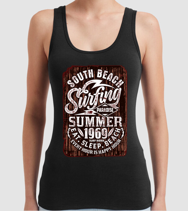 South Beach model negru pe tricou