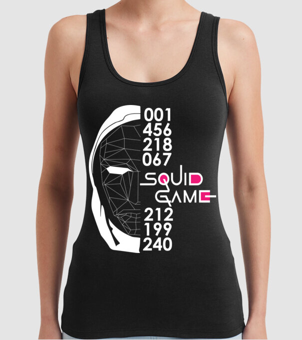 squid game numbers model negru pe tricou