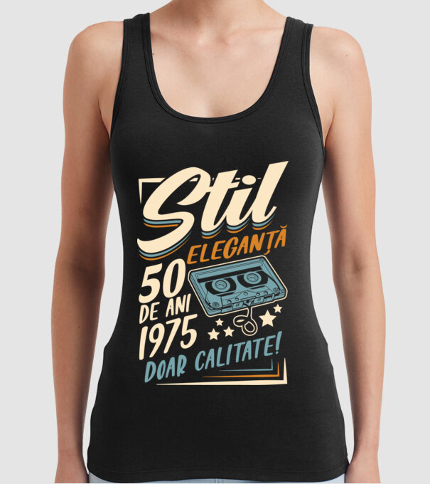 Stil eleganta 1975 model negru pe tricou