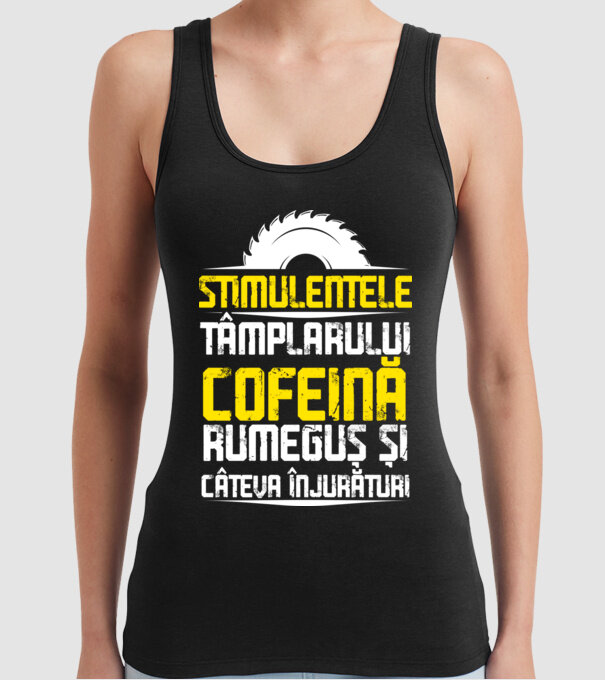 stimulentele tâmplarului: cofeină, rumeguș și câteva înjurături model negru pe tricou