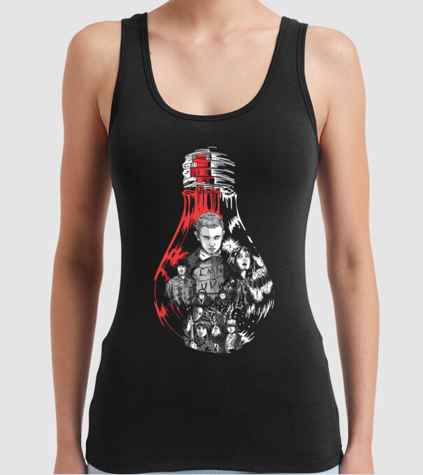 stranger things bulb model negru pe tricou