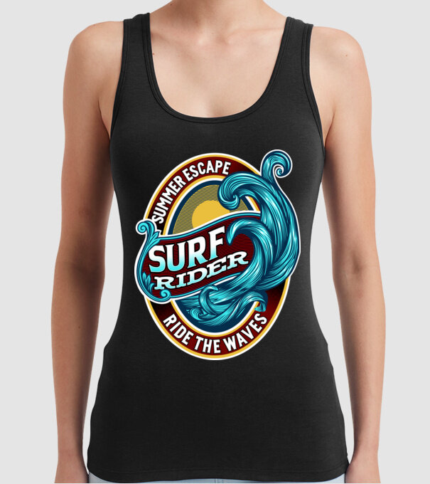 Summer Escape model negru pe tricou