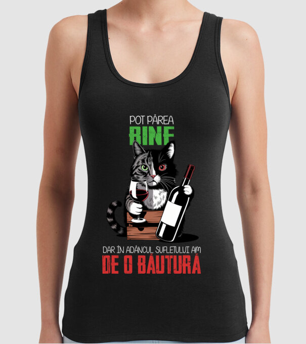 sunt bun pentru o băutură Negru model negru pe tricou
