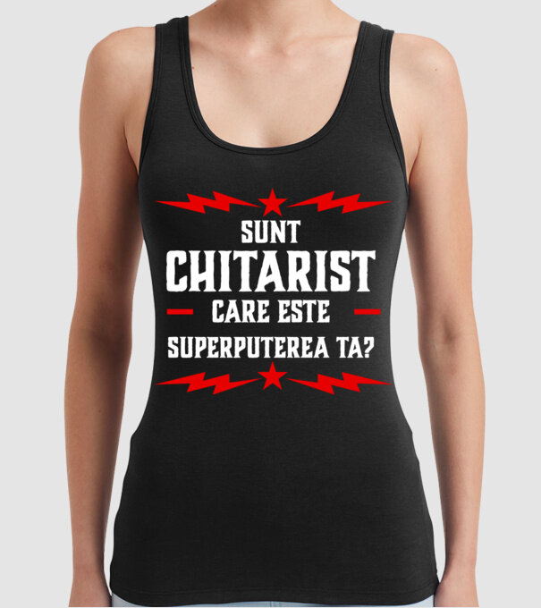 sunt chitarist, care este superputerea ta? model negru pe tricou