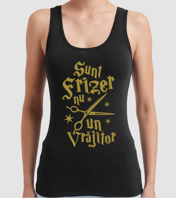 sunt frizer, nu un vrăjitor model negru pe tricou