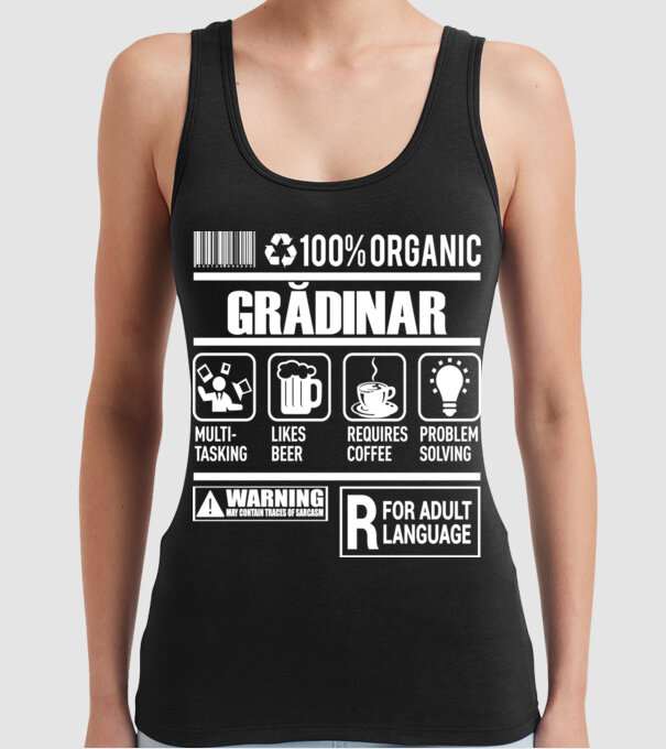 sunt grădinar model negru pe tricou