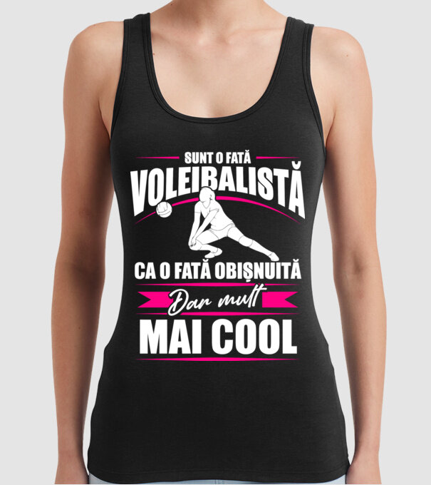 sunt o fată voleibalistă, ca o fată obișnuită, dar mult mai cool model negru pe tricou