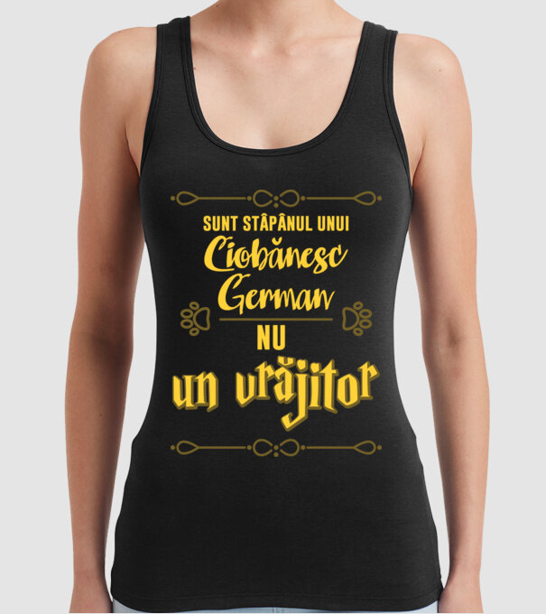 sunt stăpânul unui ciobănesc german, nu un vrăjitor model negru pe tricou