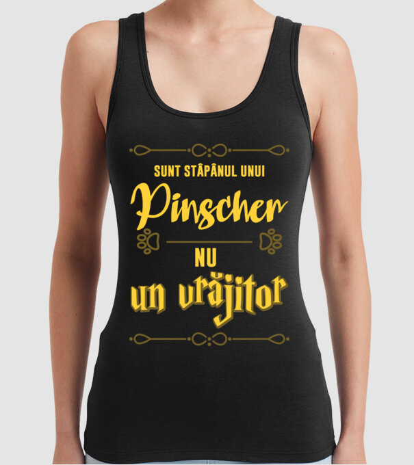 sunt stăpânul unui pinscher, nu un vrăjitor model negru pe tricou