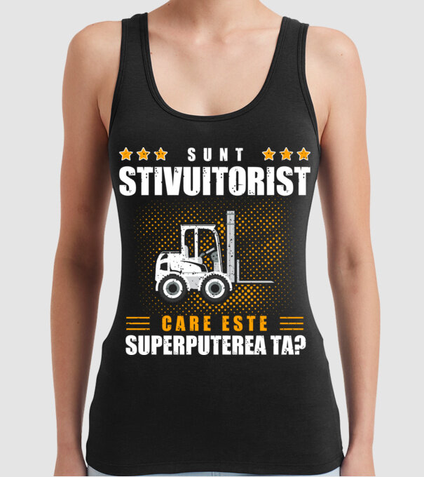Sunt stivuitorist, care este superputerea ta model negru pe tricou