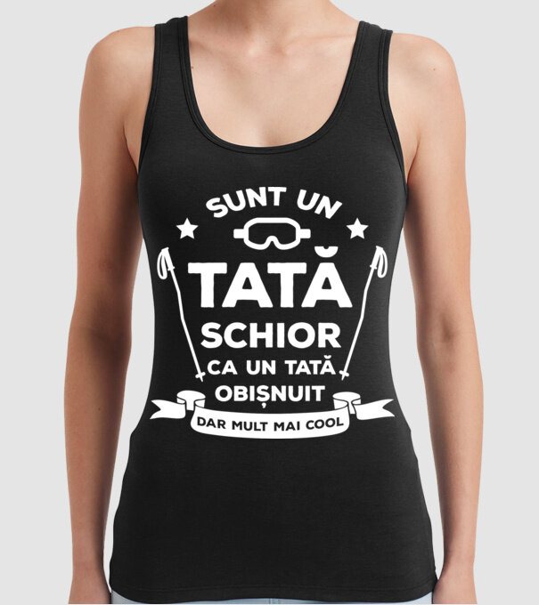 sunt un tată schior, ca un tată obișnuit, dar mult mai cool model negru pe tricou
