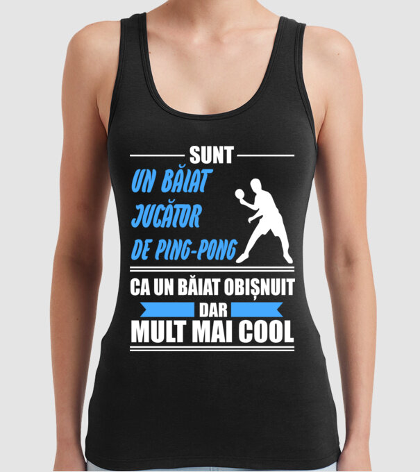 sunt un băiat jucător ping-pong, ca un băiat obișnuit, dar mult mai cool model negru pe tricou