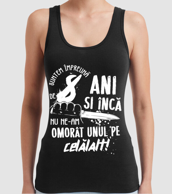 Suntem împreună de 8 ani model negru pe tricou