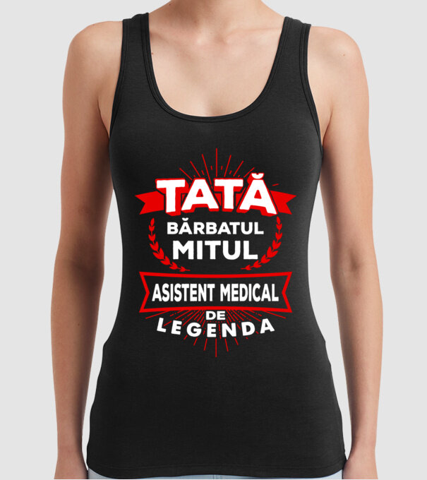 Tată - bărbatul, mitul, asistent medical de legendă model negru pe tricou