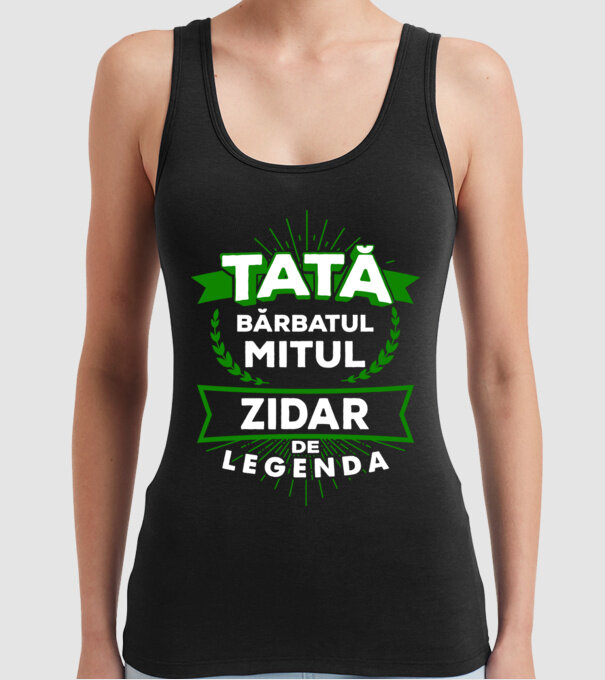 Tată - bărbatul, mitul, zidar de legendă model negru pe tricou