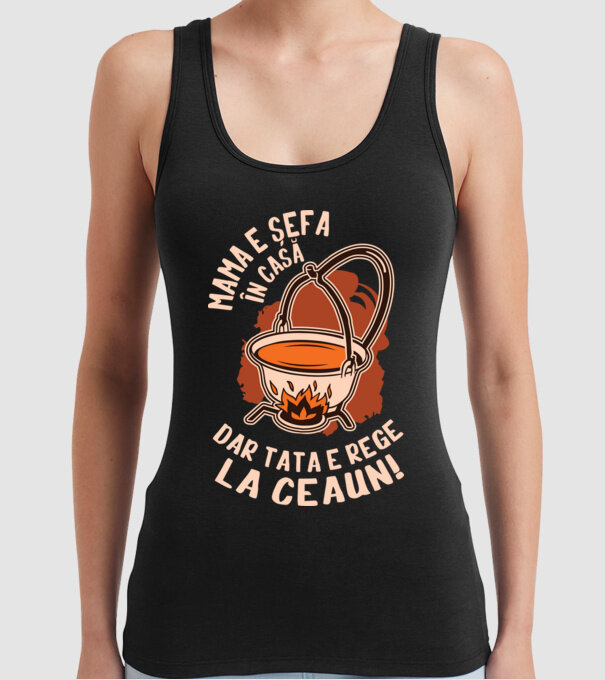 Mama e șefa în casă, dar tata e rege la ceaun! model negru pe tricou