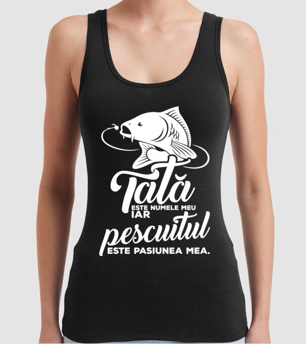 Tată este numele meu, iar pescuitul este pasiunea mea model negru pe tricou