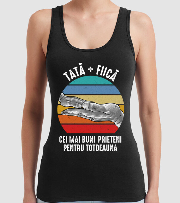 Tată - fiică Cei mai buni prieteni pentru totdeauna model negru pe tricou