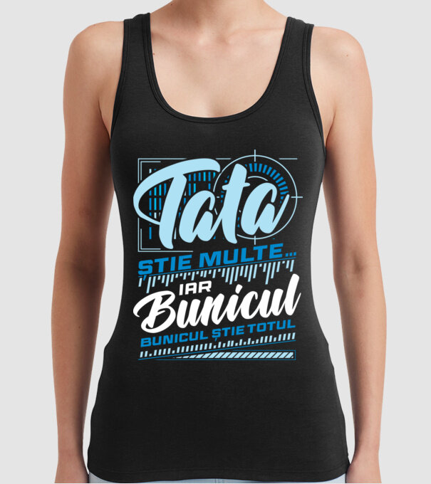 Tata știe multe iar bunicul știe totul model negru pe tricou