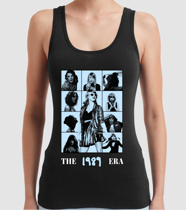 Taylor Swift ERAS blue model negru pe tricou