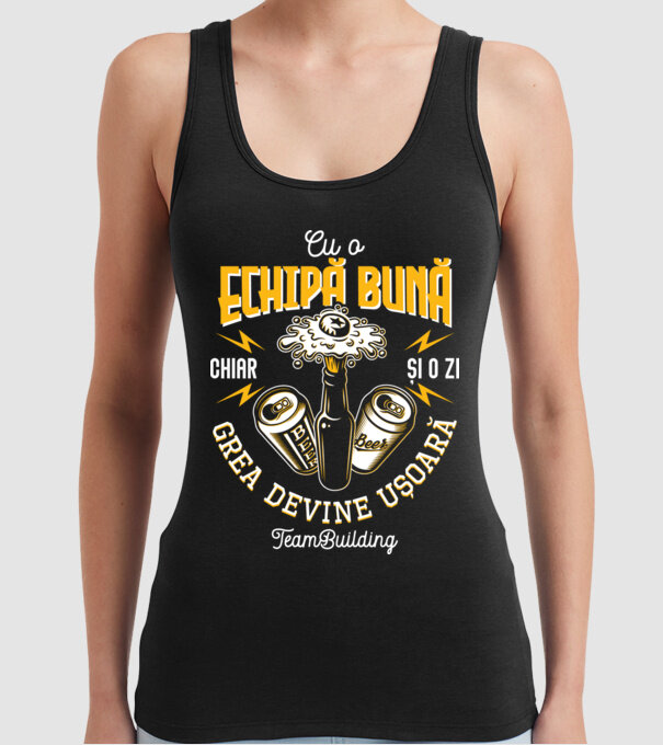 Cu o echipă bună, chiar și o zi grea devine ușoară - team building model negru pe tricou