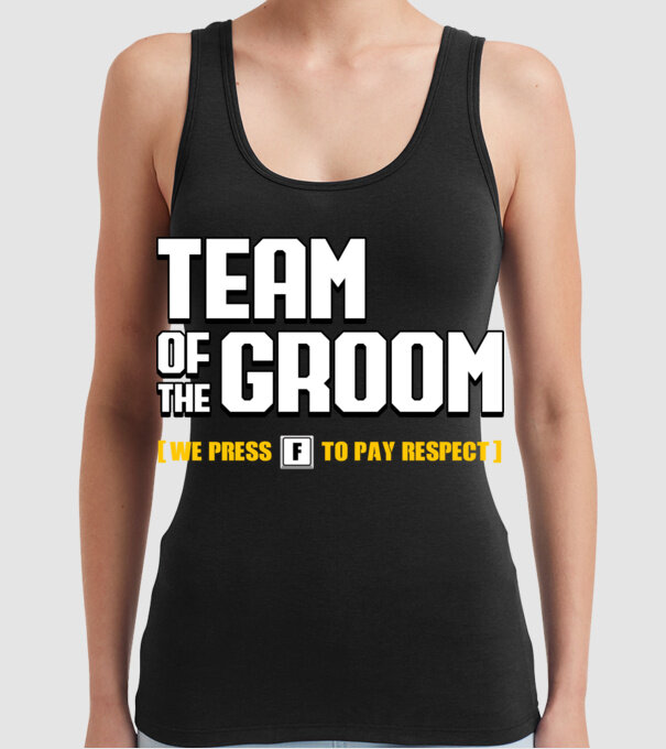 Team of the Groom model negru pe tricou