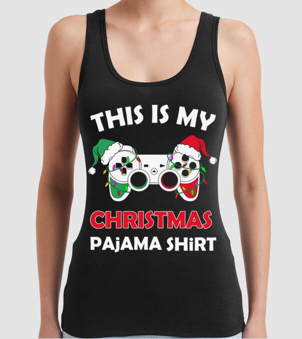 This is my christmas pajama model negru pe tricou