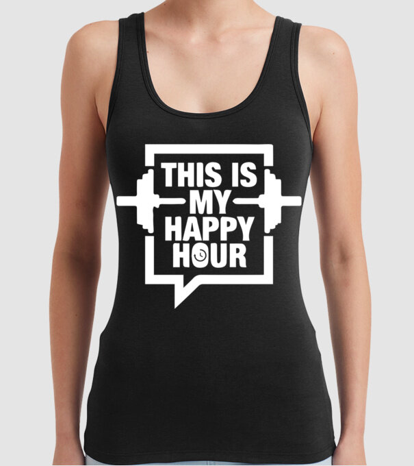 this is my happy hour model negru pe tricou