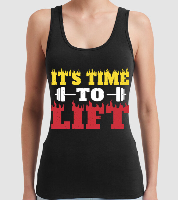 Time to lift model negru pe tricou