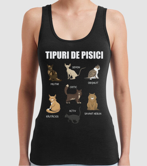 Tipuri de pisici model negru pe tricou
