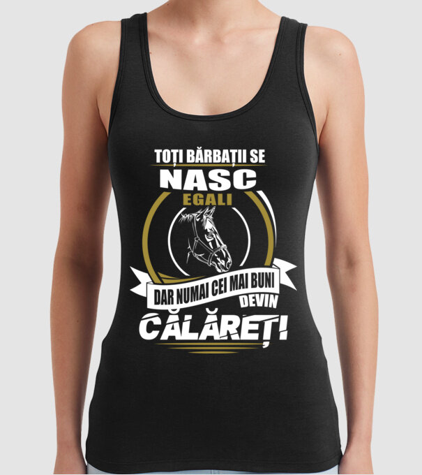 Toți bărbații se nasc egali călăreți model negru pe tricou
